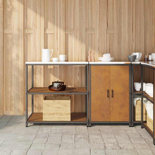 Kitchen Storage Set with Shelf 2 pcs Rusty Weathering steel