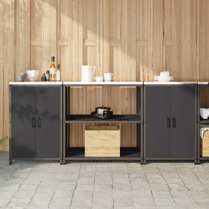 Kitchen Storage Set with Shelf 3 pcs Black 210 x 50 x 92 cm