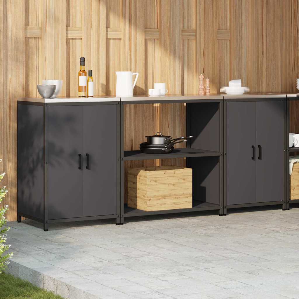 Kitchen Storage Set with Shelf 3 pcs Black 210 x 50 x 92 cm