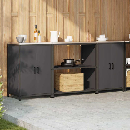 Kitchen Storage Set with Shelf 3 pcs Black 210 x 50 x 92 cm