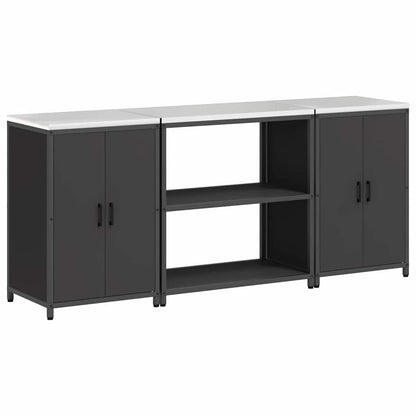 Kitchen Storage Set with Shelf 3 pcs Black 210 x 50 x 92 cm