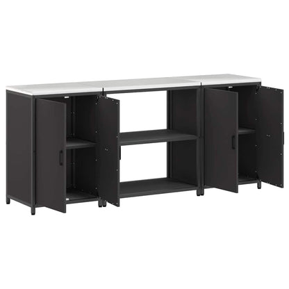 Kitchen Storage Set with Shelf 3 pcs Black 210 x 50 x 92 cm