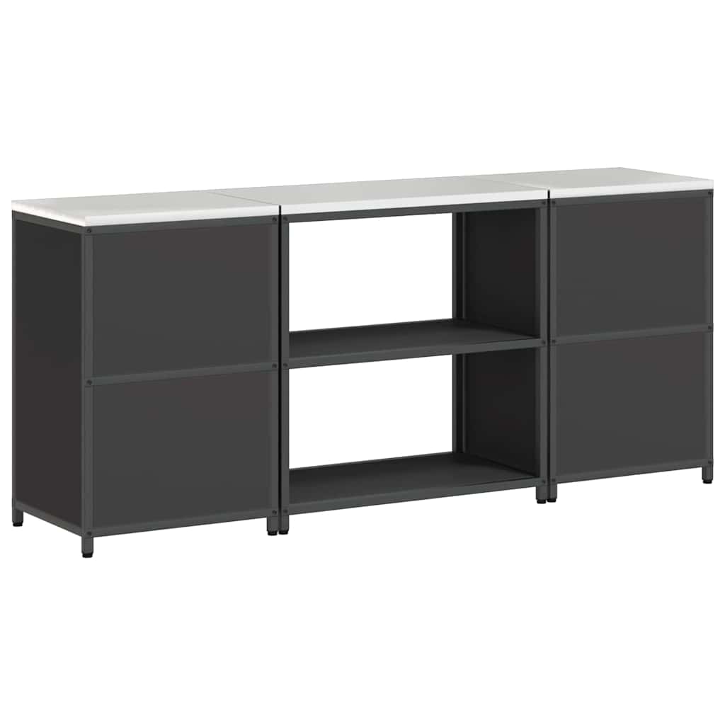 Kitchen Storage Set with Shelf 3 pcs Black 210 x 50 x 92 cm