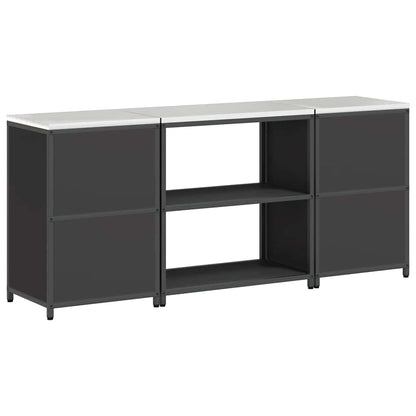 Kitchen Storage Set with Shelf 3 pcs Black 210 x 50 x 92 cm