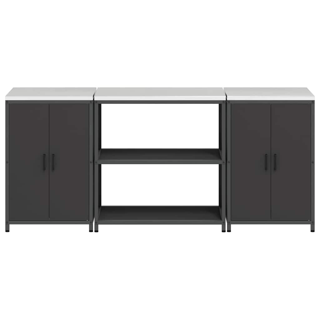 Kitchen Storage Set with Shelf 3 pcs Black 210 x 50 x 92 cm