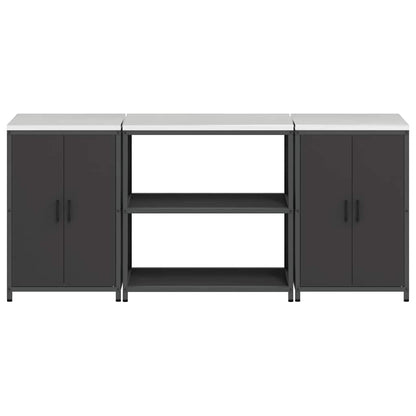 Kitchen Storage Set with Shelf 3 pcs Black 210 x 50 x 92 cm