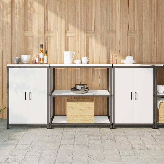Kitchen Storage Set with Shelf 3 pcs White 210 x 50 x 92 cm