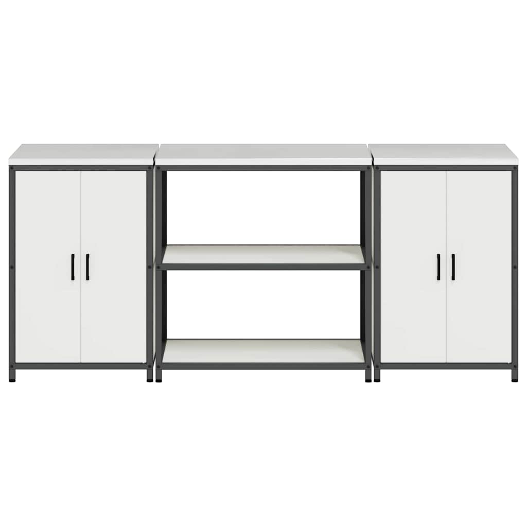 Kitchen Storage Set with Shelf 3 pcs White 210 x 50 x 92 cm