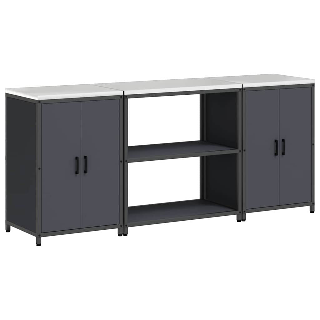 Kitchen Storage Set with Door 3 pcs Anthracite 210 x 50 x 92 cm