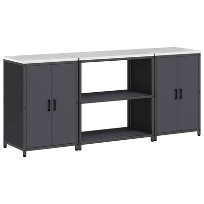 Kitchen Storage Set with Door 3 pcs Anthracite 210 x 50 x 92 cm