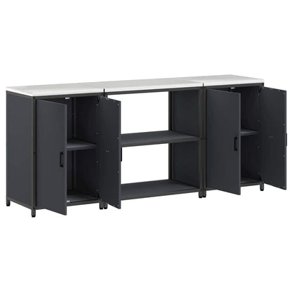 Kitchen Storage Set with Door 3 pcs Anthracite 210 x 50 x 92 cm