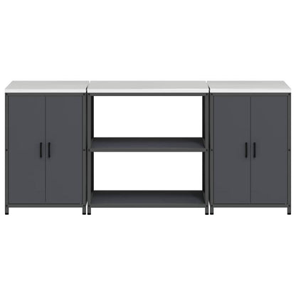 Kitchen Storage Set with Shelf with Door 3 pcs Anthracite Steel