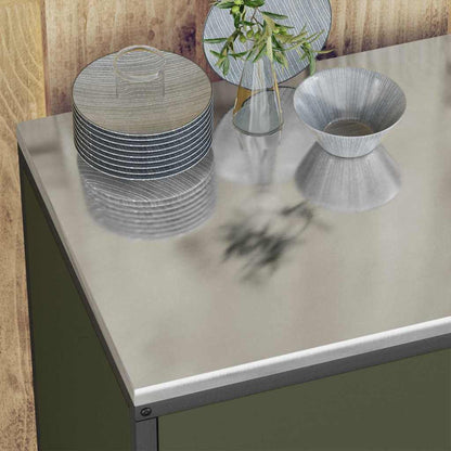 Kitchen Storage Set with Shelf 3 pcs Olive Green Steel