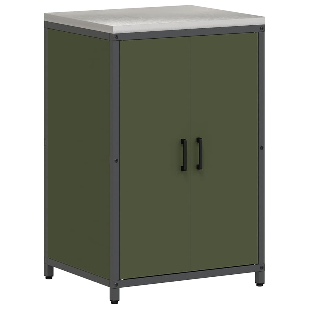 Kitchen Storage Set with Shelf 3 pcs Olive Green Steel