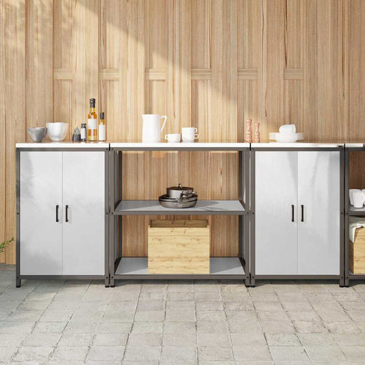 Kitchen Storage Set with Shelf 3 pcs Sliver 210 x 50 x 92 cm