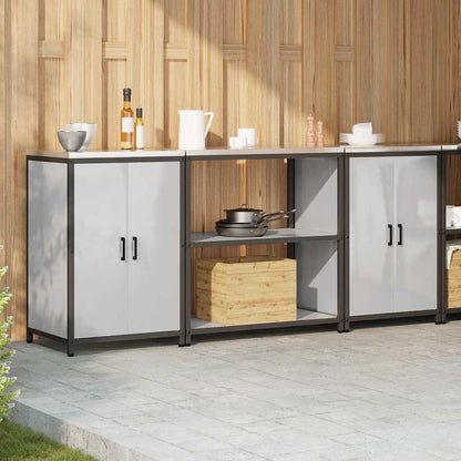 Kitchen Storage Set with Shelf 3 pcs Sliver 210 x 50 x 92 cm