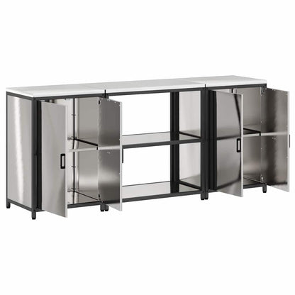 Kitchen Storage Set with Shelf with Storage 3 pcs Silver Steel