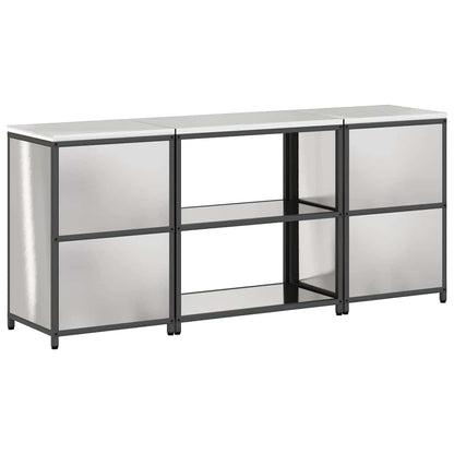 Kitchen Storage Set with Shelf 3 pcs Sliver 210 x 50 x 92 cm