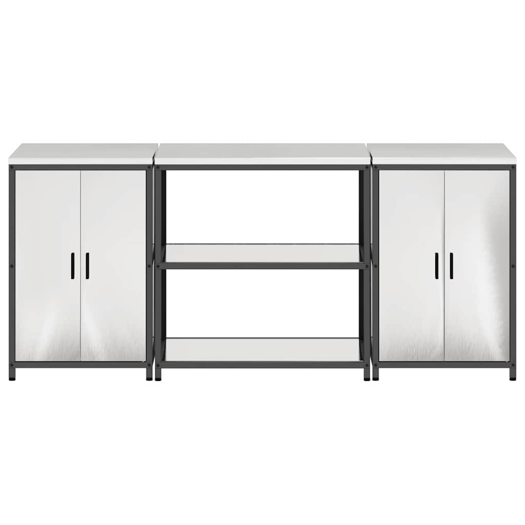 Kitchen Storage Set with Shelf 3 pcs Sliver 210 x 50 x 92 cm
