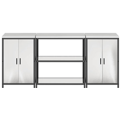 Kitchen Storage Set with Shelf 3 pcs Sliver 210 x 50 x 92 cm