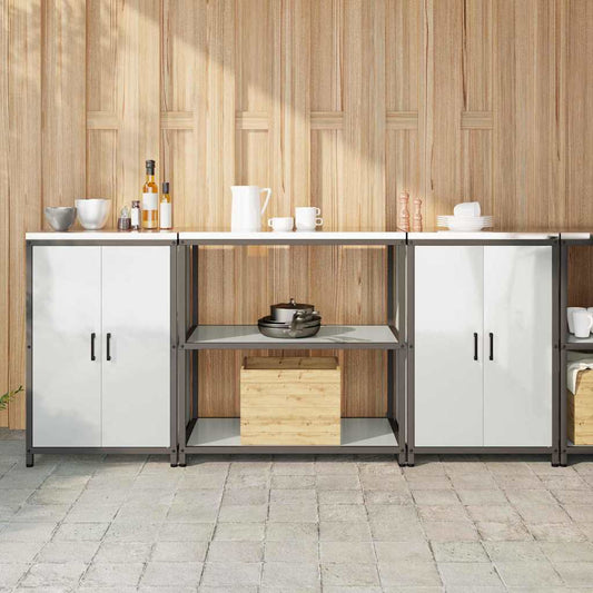 Kitchen Storage Set with Shelf with Storage 3 pcs Silver Steel