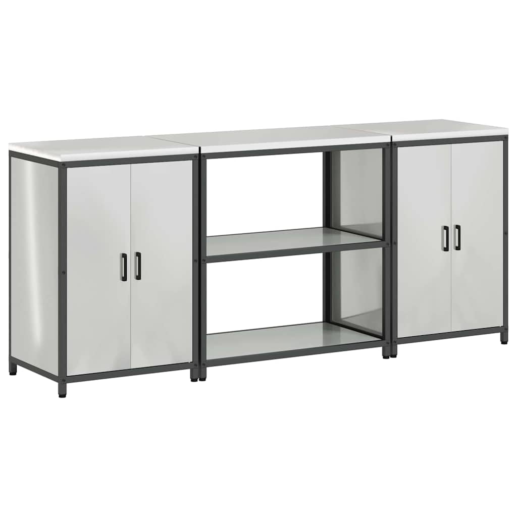 Kitchen Storage Set with Shelf with Storage 3 pcs Silver Steel