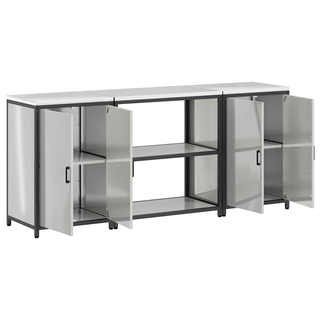 Kitchen Storage Set with Shelf with Storage 3 pcs Silver Steel