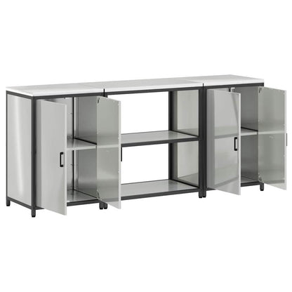 Kitchen Storage Set with Shelf with Storage 3 pcs Silver Steel