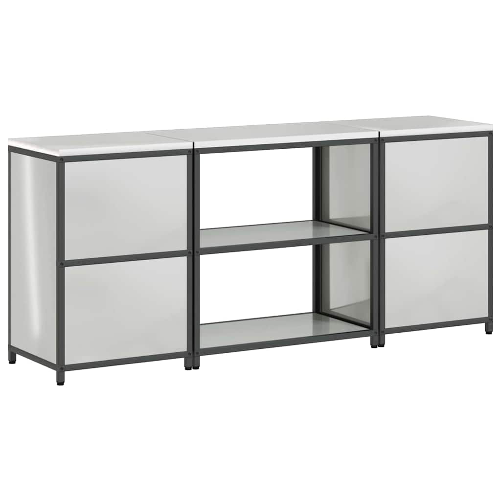 Kitchen Storage Set with Shelf 3 pcs Sliver 210 x 50 x 92 cm