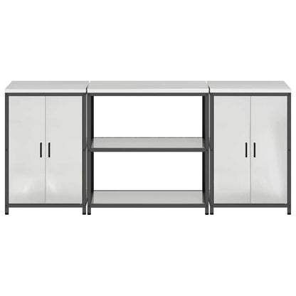 Kitchen Storage Set with Shelf 3 pcs Sliver 210 x 50 x 92 cm