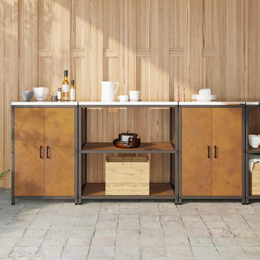 Kitchen Storage Set with Shelf 3 pcs Rusty 210 x 50 x 92 cm