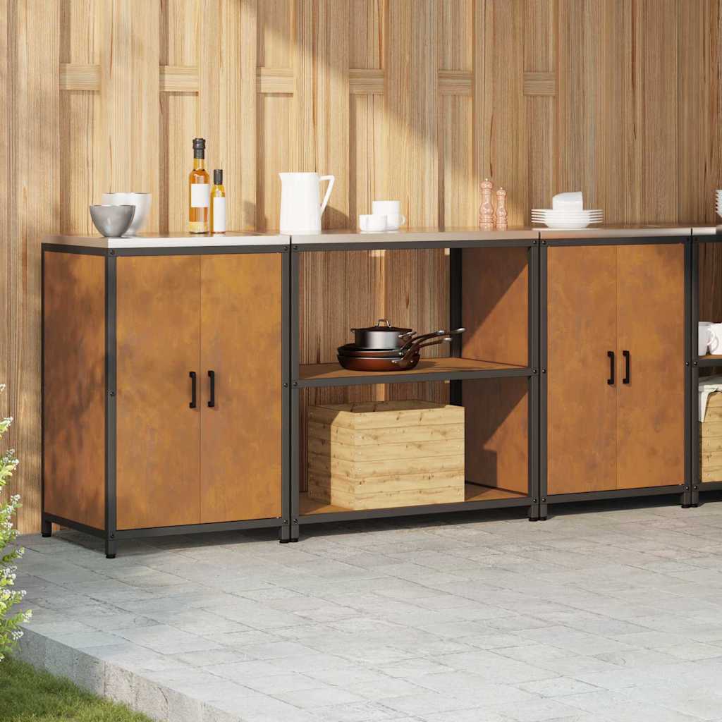 Kitchen Storage Set with Shelf 3 pcs Rusty 210 x 50 x 92 cm