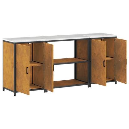 Kitchen Storage Set with Shelf 3 pcs Rusty 210 x 50 x 92 cm