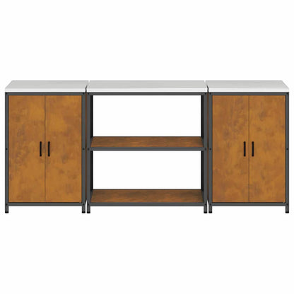 Kitchen Storage Set with Shelf 3 pcs Rusty 210 x 50 x 92 cm