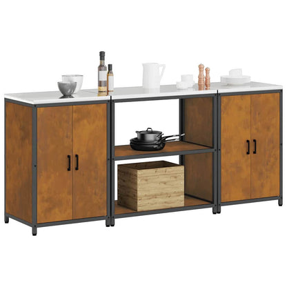 Kitchen Storage Set with Shelf with Storage 3 pcs Rusty Steel
