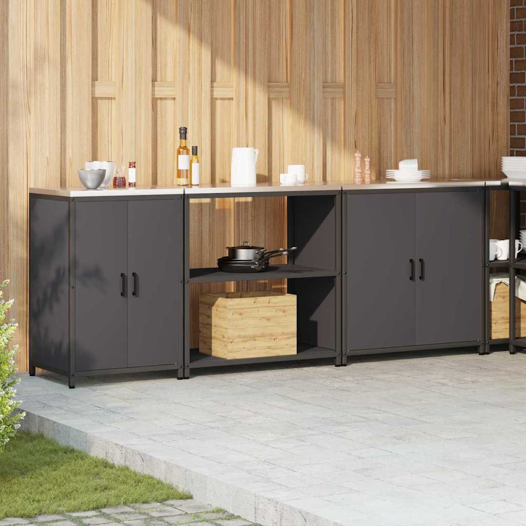 Kitchen Storage Set with Shelf 3 pcs Black 240 x 50 x 92 cm
