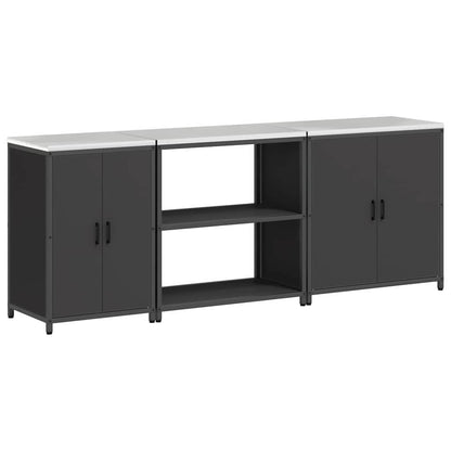 Kitchen Storage Set with Shelf 3 pcs Black 240 x 50 x 92 cm