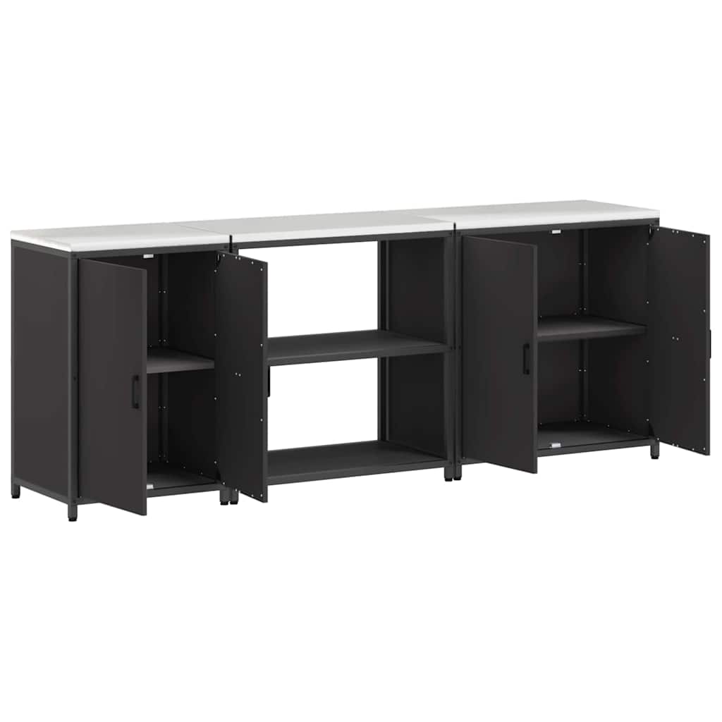 Kitchen Storage Set with Shelf 3 pcs Black 240 x 50 x 92 cm