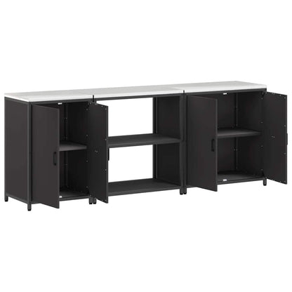 Kitchen Storage Set with Shelf 3 pcs Black 240 x 50 x 92 cm