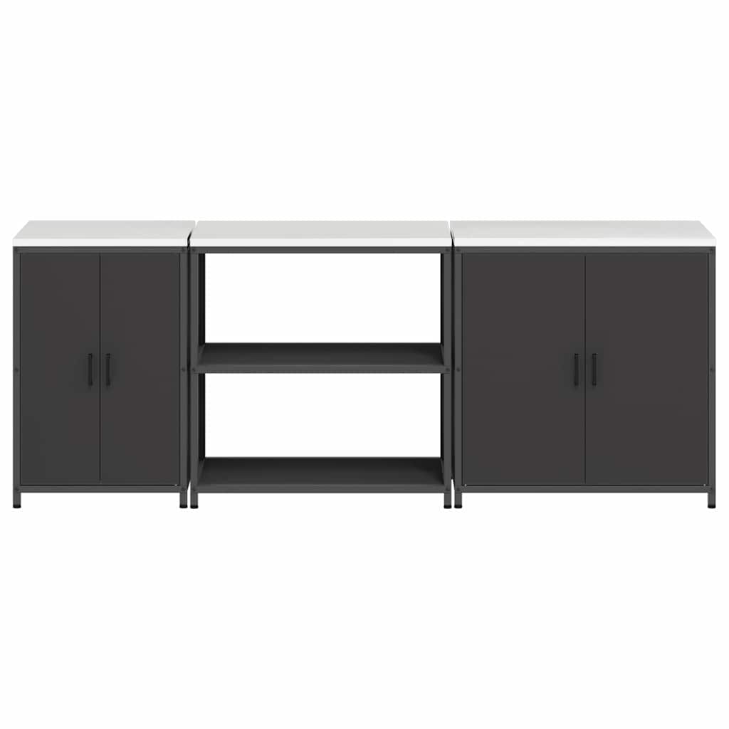 Kitchen Storage Set with Shelf 3 pcs Black 240 x 50 x 92 cm