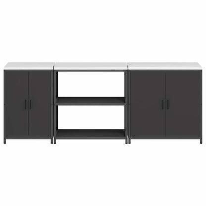 Kitchen Storage Set with Shelf 3 pcs Black 240 x 50 x 92 cm