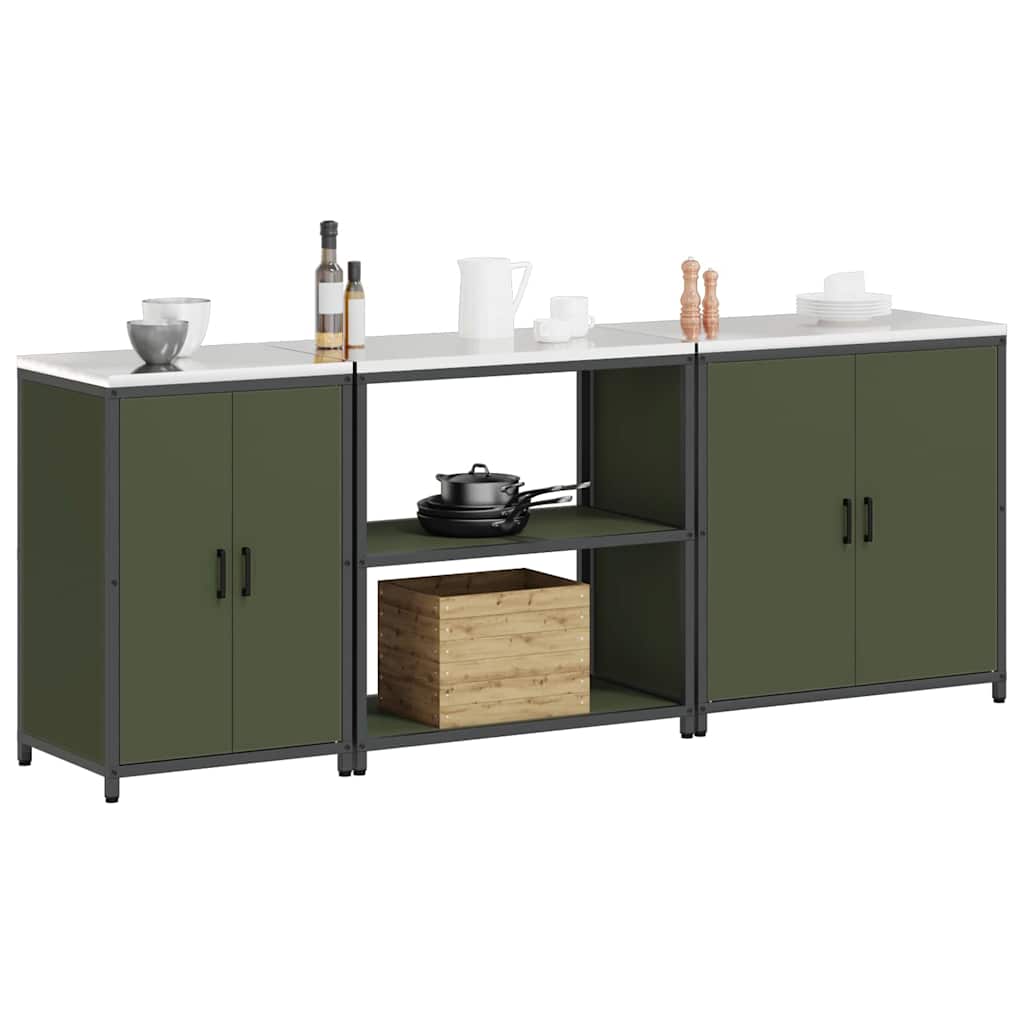 Kitchen Storage Set Other 3 pcs Olive Green 240 x 50 x 92 cm