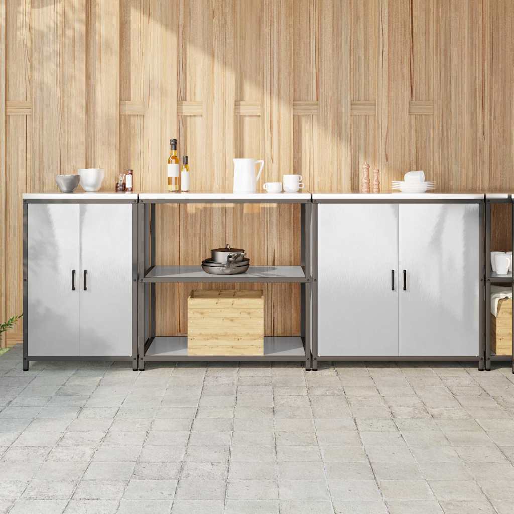 Kitchen Storage Set with Shelf 3 pcs Sliver 240 x 50 x 92 cm