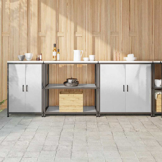 Kitchen Storage Set with Shelf 3 pcs Sliver 240 x 50 x 92 cm
