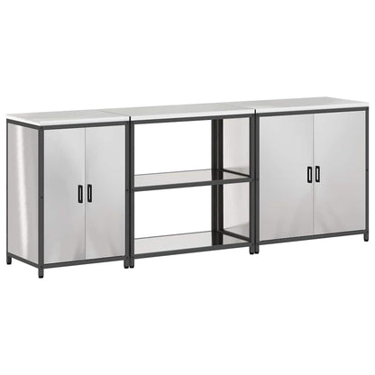 Kitchen Storage Set with Shelf 3 pcs Sliver 240 x 50 x 92 cm