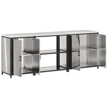 Kitchen Storage Set with Shelf 3 pcs Sliver 240 x 50 x 92 cm
