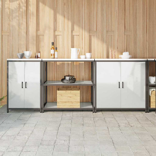 Kitchen Storage Set with Shelf 3 pcs Sliver 240 x 50 x 92 cm