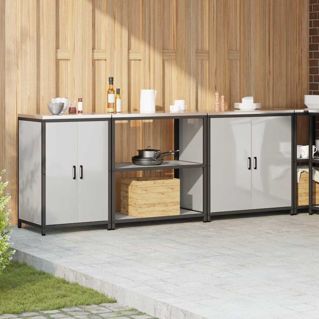 Kitchen Storage Set with Shelf 3 pcs Sliver 240 x 50 x 92 cm