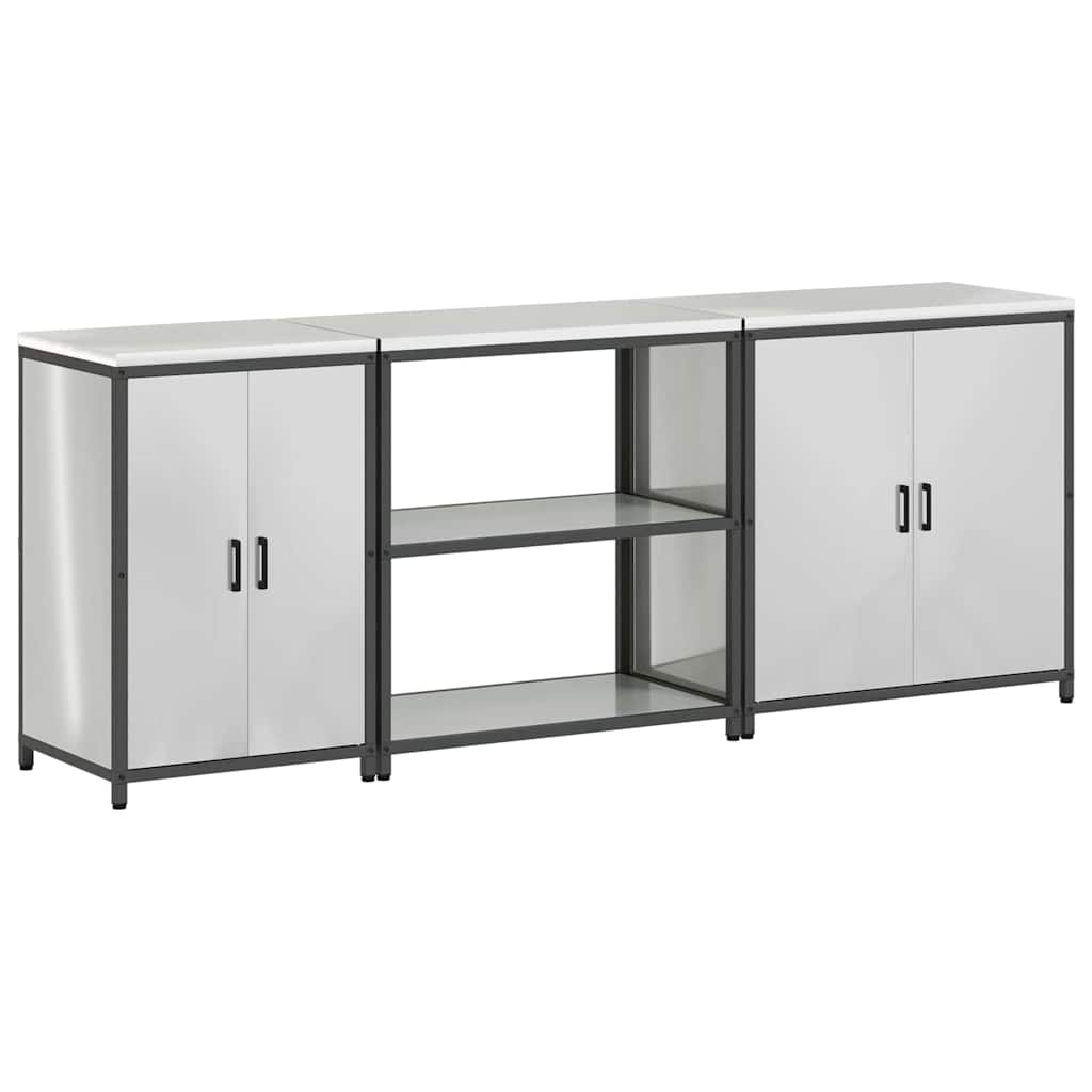 Kitchen Storage Set with Shelf 3 pcs Sliver 240 x 50 x 92 cm