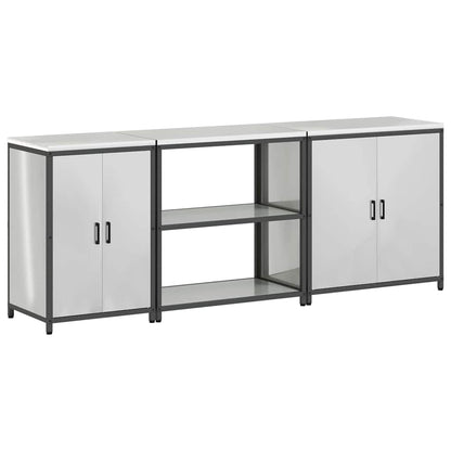 Kitchen Storage Set with Shelf 3 pcs Sliver 240 x 50 x 92 cm